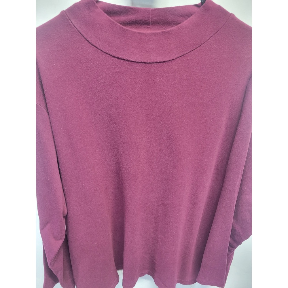 Croft & Barrow‎ Womens 3X Burgundy Mock Neck Long Sleeve 100% Cotton Top